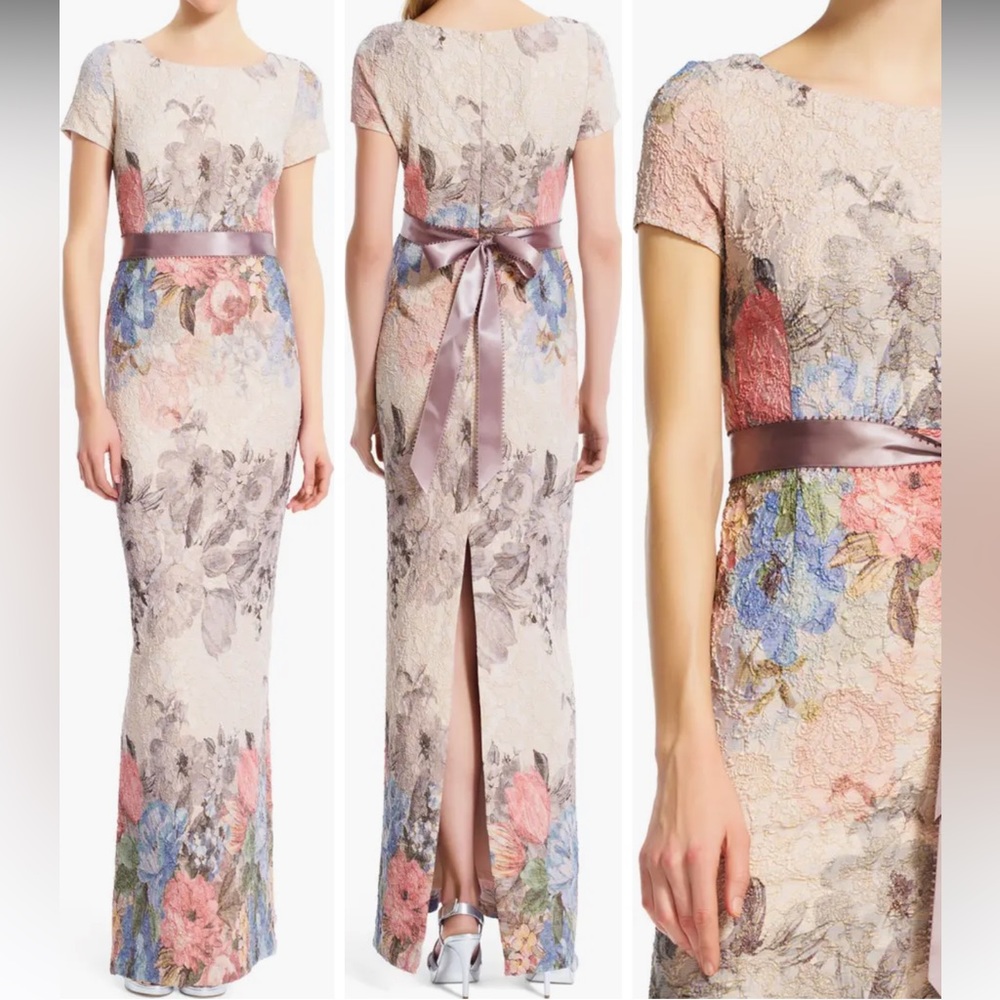 Adrianna Papell Pastel Floral Gown, Size 14